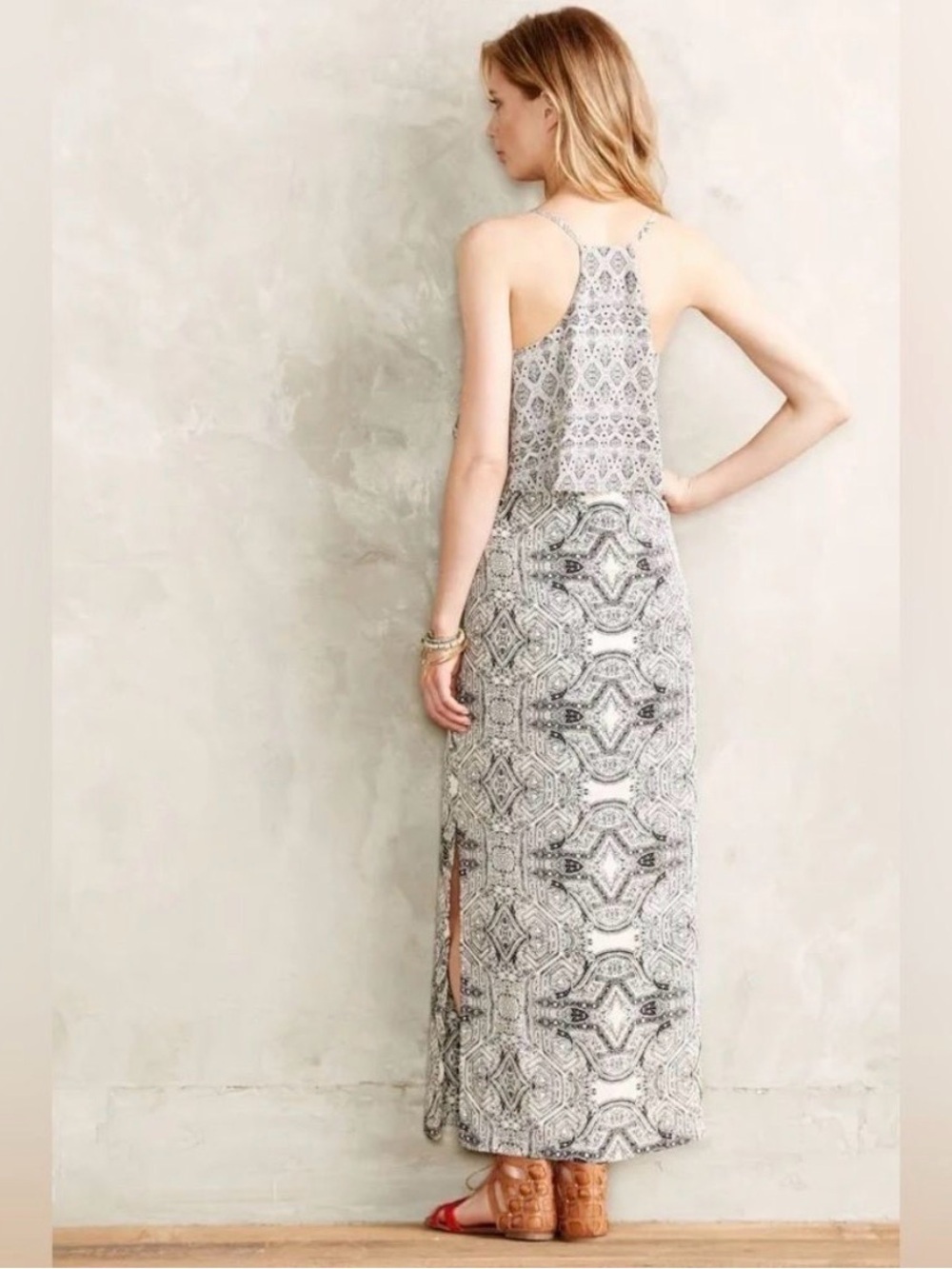 Anthropologie Vanessa Virginia Printed Spaghetti-Strap Maxi Dress - Picture 3 of 16